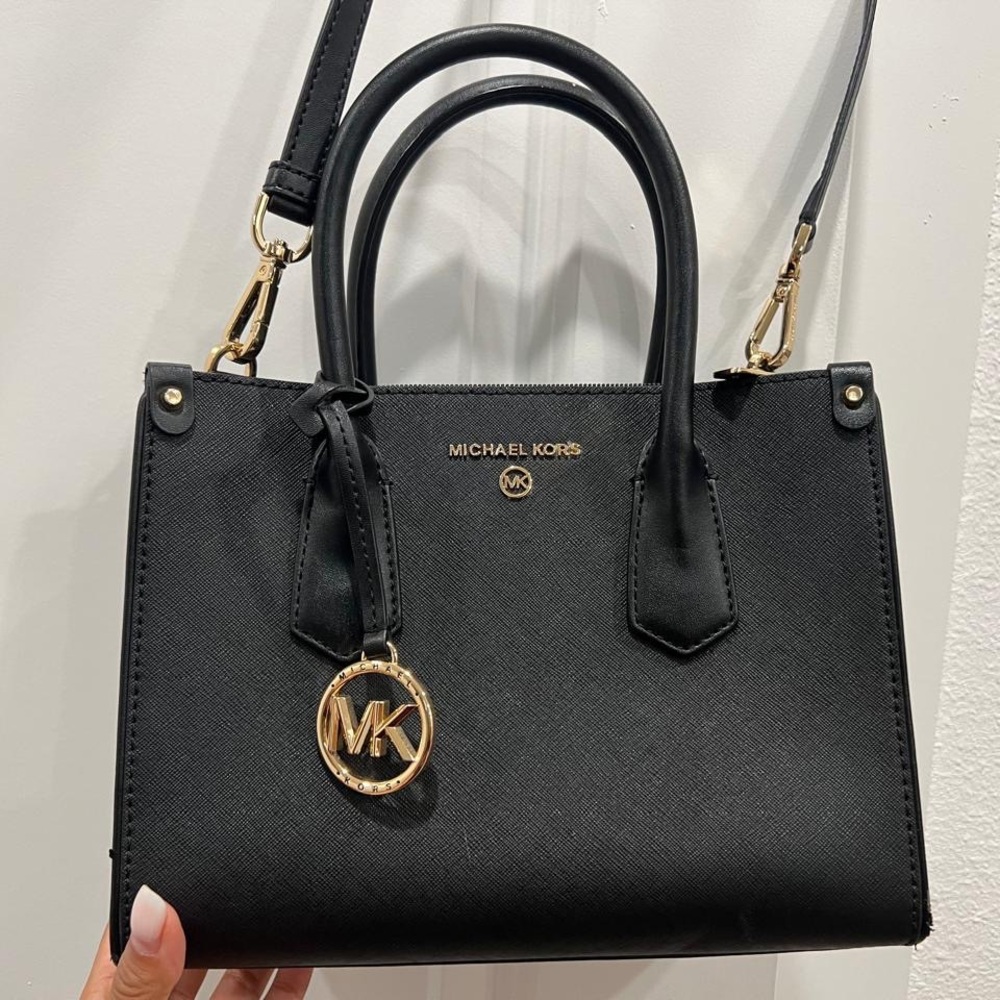 Michael Kors Black Satchel with Gold Accents